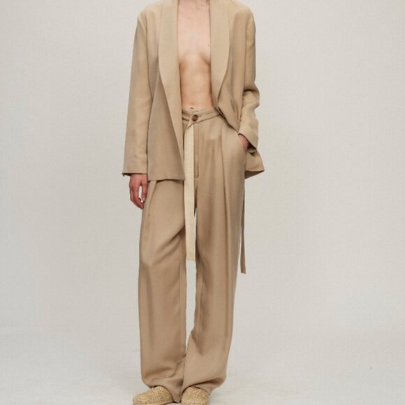 Beige WIDE LEG TROUSERS (King & Tuckfield) - Picture 1 of 2